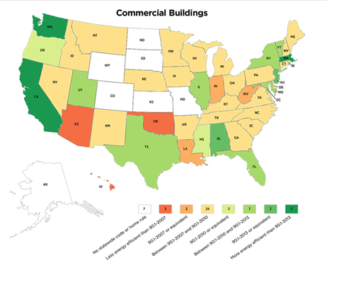 Commercial Building Energy Code Adoption Map | Building Science Education